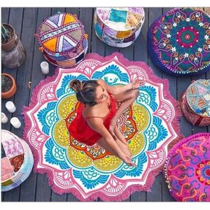 Ronde Kwastje Mandala Indische Hippie Boho Tapestry Strand Picknick Deken Gooi Yogo Mat Home Decor Bidden Tapijten Tapijt