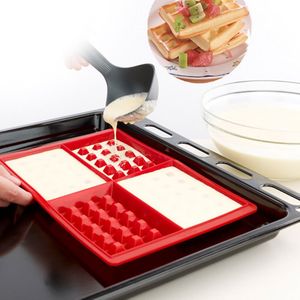 4 Raster Waffle Mold Keuken Siliconen Rechthoekige Wafels Pan Cake Bakvorm Wafel Lade