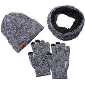 L. Spiegel 3 Stks/set Man Lady Winter Soft Knit Beanie Hat Sjaal Screen Handschoenen Set