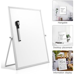 Magnetische Droge Wissen Boord Dubbelzijdig Persoonlijke Desktop Tafelblad White Board Planner Herinnering Met Stand Voor School Home Office
