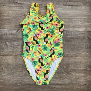 3-14 Jaar Meisjes Badpak Badmode Vogel Print Kinderen Badpak Badpak Beachwear Kinderen Meisjes Badmode Monokini