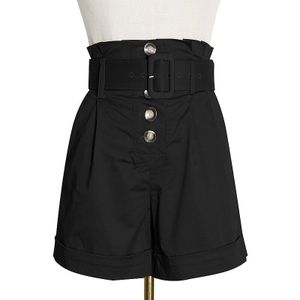 Twotwinstyle Casual Losse Vrouwen Shorts Hoge Taille Met Sjerpen Vintage Korte Broek Voor Vrouwelijke Mode Zomer Kleding Tij