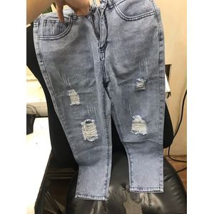 Mode Man Jeans Kleding Gebroken Gat Broek Gescheurd Mannen Effen Katoen Rechte Buis Dunne Vintage Gewassen Jeans streetwear