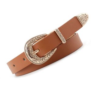 Earnda Retro Trend Dames Denim Stijl Riem Casual Wilde Goud Besmeurd Pu Pin Gesp Riem Ремень