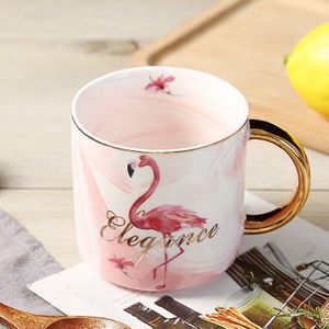 Nordic Marmer Mok Creatieve Flamingo Paar Mok Bruiloft Custom Keramische Koffiekopje Voor Valentijnsdag Verjaardag
