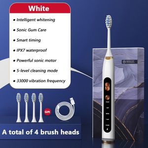 Ultrasone Volwassen Elektrische Tandenborstel 5 Modus Automatische Tanden Whitening Cleaner Smart Timer Waterdicht 90 Dagen Gebruik Tijd