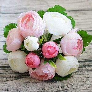 1 Boeket! thee rose bloem Kunstzijde Bloem Ranunculus asiaticus boeket bruiloft bruidsboeket Thuis Bruiloft Decoratie