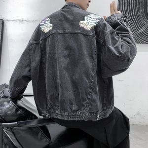 Privathinker Hip Hop Reflecterende Vleugels Mannen Denim Jassen Herfst Streetwear Mannen Oversized Jean Jassen Koreaanse Man Casual Tops