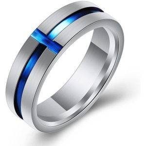 Zorcvens Dunne Blauwe Lijn Roestvrij Stalen Ring Wedding Merken 6Mm Zilver Kleur Rvs Punk Ringen Voor Mannen Sieraden