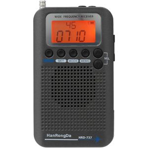 HRD-737 Draagbare Volledige Band Stereo Radio Luchtvaart Band Ontvanger Fm/Am/Sw/Cb/Air/Vhf kanaal Ontvangen Met Lcd Display