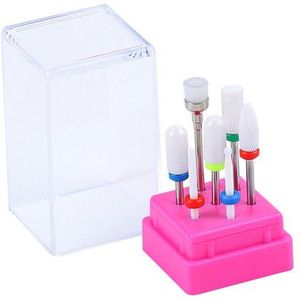 1set Frees Nail Boren Voor Manicure Machine Keramische Diamant Nail Sander Bits Nail Boren Set Roze base TH14