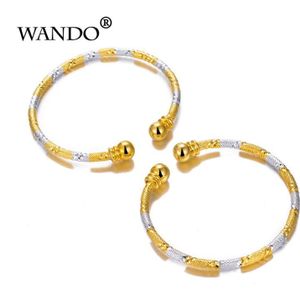 Wando 2 Stuks Dubai Charm Armband Voor Vrouwen Gouden Kleur Armband Bel Kids Meisjes Hand Chain Sieraden Enkelbanden arabische