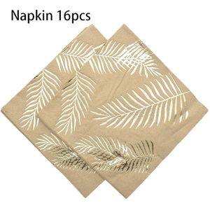 Goudfolie Tropische Palm Leaf Papieren Borden Wegwerp Servies Papieren Handdoek Cup Plaat Set Bruiloft Verjaardag Babyshower Decoraties