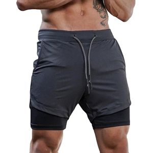 Zomer Sportbroek Mannen 2 In 1 Sneldrogende Zakken Binnen Training Quick Dry Running Sport Korte Broek Jogging Fitness shorts