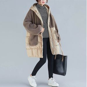 Grote Omvang Donsjack Voor Vrouwen Lange Hooded Lamswol Overjas Parka Plus Size Katoen Gewatteerde Jas Parka Mujer Winter