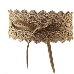 Taille Cincher Vrouwen Jurk Strik Taille Band Faux Lederen Kant Brede Decor Riem Gordel Taille Band Bandage Rood Wit zwart