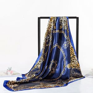Mode Sjaal Sjaal Voor Vrouwen Print Zijde Satijn Hijab Sjaals Vrouwelijke 90 Cm * 90 Cm Luxe Vierkante Sjaals sjaals Voor Dames