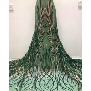 Pgc Groene Afrikaanse Kant Stof Zware Sequines Franse Mesh Kant Stof Voor Wedding Party Jurk Naaien LY101-10