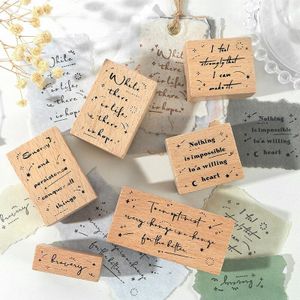 6 Stks/partij Droom Signaal Serie Stempel Diy Houten Stempels Voor Scrapbooking Briefpapier Scrapbooking Standaard Stempel