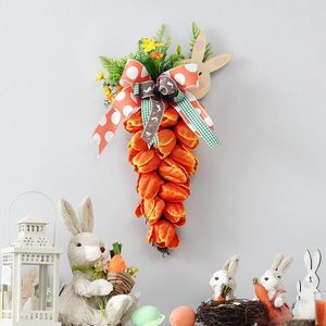 Pasen Wortel Krans Rotan Handgemaakte Gordijnen Guirlande Decoratie Voor Voordeur Muur Krans Pasen Party Huis Tuin