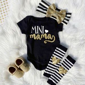 0-18M Baby Meisje Bodysuit Brief Korte Mouwen Gestreept Hart Been Warmer Hoofdband Outfits