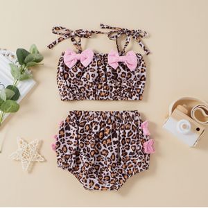 4 # Zomer Baby Meisjes Ruches Tweedelige Luipaard Badmode Badpak Bikini Outfits Kid Meisjes Badmode Новинка Детская Одежда