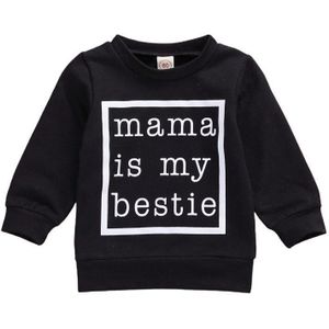 Pasgeboren Baby Jongen Meisje Sweatshirt Baby Boy Herfst Lente Zwart Wit Brief Print Lange Mouwen Tops Sweatshirt 0-24M