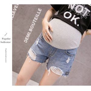 Poungdudu Zwangere vrouwen Jeans Moederschap Shorts Vrijetijdskleding Zomer Bretels Zwangere Broek Kleding