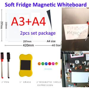 Yibai Magnetische Whiteboard Soft Home Office Keuken Magneet Droge Wissen White Board Flexibele Pad Magneet Koelkast A3 + A4 set