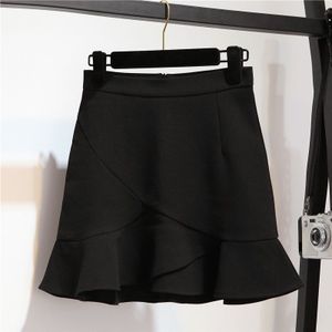 Rokken Vrouwen Hoge Taille Trendy Ruches Elegante Vrouwtjes Harajuku Mini Rok Streetwear Eenvoudige Vrije Tijd Alle-Match Zwarte Mode
