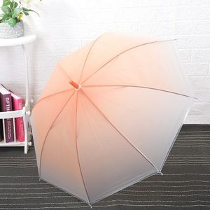 Kleine Verse Lange Handvat Paraplu Transparante Kleur Gradiënt Paraplu Rechte Paraplu Frosted Film Dans Dame Paraplu