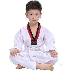 Taekwondo Uniformen Wtf Karate Judo Dobok Kleren Kinderen Volwassen Unisex Lange Mouw Tkd Kostuums Kleding Wit Gi