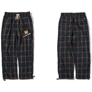 Lacible Casual Plaid Beer Patch Decoratieve Mannen Hip-Hop Streetwear Mannen Broek Katoen Harajuku Jogging Broek Joggingbroek