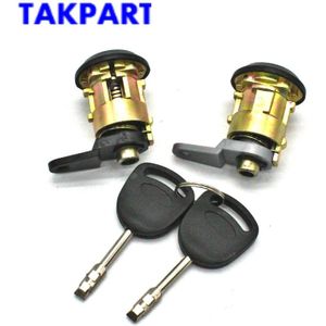 TAKPART 1 Set Front Deurvergrendeling Barrel Keys Set Voor Ford voor Fiesta 1995-2002 KA 1996 Koerier Escort 1995-2001