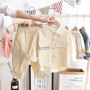 Boys and Girls Suits Toddler Baby Long Sleeve Cotton Casual Lettered Shirt and Trousers Sets Autumn Children Cloth Suit
