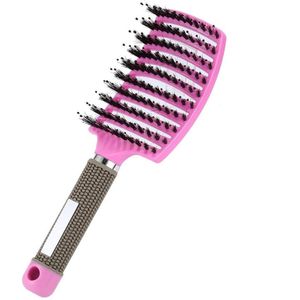 Vrouwen Haar Hoofdhuid Massage Kam Varkenshaar En Nylon Haarborstel Natte Krullend Ontwarren Haar Borstel Voor Salon Kappers Styling Tools