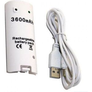 Wit 3600 mah Oplaadbare Batterij Oplader Kabel voor Nintendo Wii Remote Controller