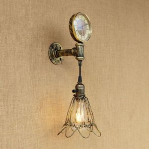 Amerikaanse LOFT vintage wandlamp indoor LED verlichting ijzer roest industriële klok stijl voor woonkamer slaapkamer restaurant bar E27