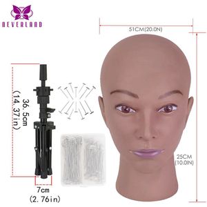 20 ''Vrouw Kaal Mannequin Hoofd Met Kosmetiek Praktijk Afrikaanse Oefenpop Hoofd Voor Haar Styling Pruiken Maken