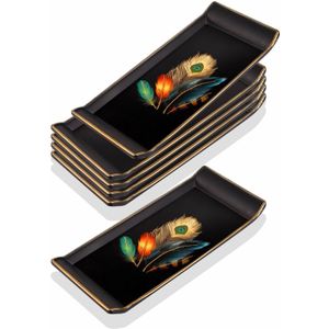 6 Pcs Gilded Lux Rechthoekige Serveerschaal, Taart Serveren Catering Accessoires, Keukengerei Set