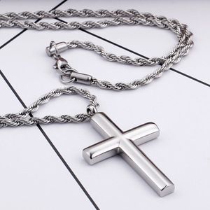 Mode Kruis Kettingen Voor Mannen Hoge Gepolijst 50 Cm Roestvrij Staal Kleur Cross Sieraden Ketting Man Goedkope Sieraden