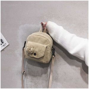 Sw Zwart/Beige/Groen Funny Corduroy Mini Handtas Schoudertas Koreaanse Leuke Meisje Vrouwen Messenger Bags