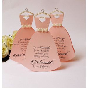 Custom zal je mijn bruidsmeisje bruidsmeisje Voorstel Kaarten trouwjurk uitnodigingen bloem meisje Bridal Party gunsten