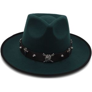 Mode Vrouwen Vilt Fedora Hoed voor Winter Herfst Fascinat Jazz Hoed Dame Sombrero Vader Hoed Punk Pirate Riem Maat 58 cm