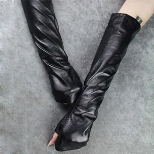Chicever Herfst Zwarte Handschoenen Voor Vrouwen Vrouwelijke Dames Onthullen Vinger Dunne Sectie Lederen Handschoen Kleding Accessoires Mode