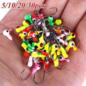 5/10/20/30Pcs Ijs Vissen Lokken Mini Metalen Lood Hoofd Haak Aas Jigging Lokken Haken Voor Visgerei