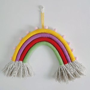 Handgemaakte Rainbow Wall Opknoping Hand Geweven Kleine Tapijt Decoratieve Hanger Wanddecoratie Kinderkamer Nursery Decoratie