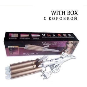 Gold 3 Vaten Haar Krultang Automatische Spalk Keramische Haar Krultang Haar Waver Curler Rollers Styling Tools Haar Krullen-toverstokken