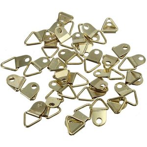 20Pcs Driehoek Gouden Messing D-Ring Foto Olieverf Spiegel Frame Wall Mount Haken Hangers