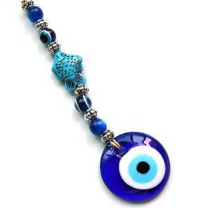 1Pc Grote Blauw Oog Sieraden Vis Vorm 4Cm 5Cm Ronde Glazen Demon Ogen Hanger Muur Opknoping Decoraties